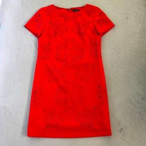 Tahari red laser cut dress